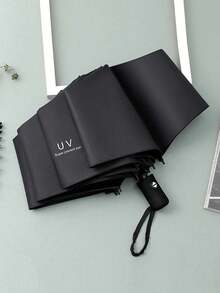 1 pieza Paraguas totalmente automático, apertura con un solo botón, alta impermeabilidad, UPF50+, revestimiento negro UV, paraguas para sol y lluvia, adecuado para días soleados y lluviosos, dosel de poliéster 210T, 8 varillas de hierro, estilo minimalista y de moda - Multicolor - Ver 4