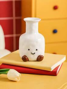 1pc Cute Smiling Face Vase, Suitable For Home Use, Creative Desktop Decor For Living Room, Dried Flower Display, Hydroponics, Gift For Friends And Family - 1PC - View 5