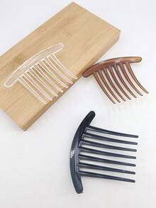 2支/包 纯色7齿休闲PS（聚苯乙烯）侧梳，适合日常佩戴，梳子，发梳 - 彩色 - 查看 2