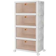 Storage Boxes With Lid - 23L*4 Tier Plastic Storage Box With Lid Stackable Boxes With Wheels Storage Drawers With Front Door Plastic Box For Home And Office White 4 Packsgtt - White - View 7