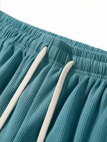 Women's New Elegant Fashion Corduroy Casual Long Pants, Solid Color With Drawstring Pockets, Comfortable Style Sports - Teal Blue - View 5