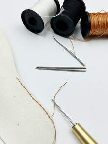 Shoe Repair Kit, Leather Sewing, Old Book Binding Tools Set, Includes 1 Copper Handle + 4 Replaceable Needles + 3 Rolls Of High Tensile Strength Thread, Easily Repair Shoe Sole Peeling, Ungluing, Broken Parts, DIY Shoe Repair Tools, Quickly Complete Leather Stitching, Multi-Page Paper Binding - Shoe Repair Awl Set - View 4