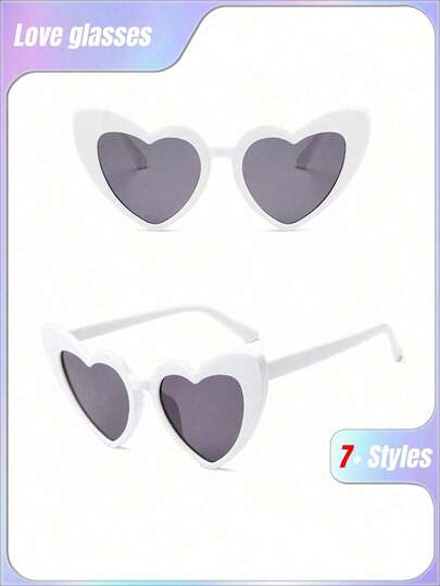 1pc Cute & Fashionable Heart-Shaped Decorative Glasses, Suitable For Men And Women, Stylish Heart-Shaped Glasses For Photo Shoots, Suitable For Weddings, Parties, Single Ladies' Parties, Daily Outings And Gatherings, Holiday Decorations