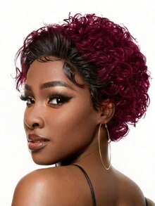 6inch Pixie Cut Wig Human Hair 13x1 Lace Frontal Wigs Human Hair Short Wig - S1/Red - View 5