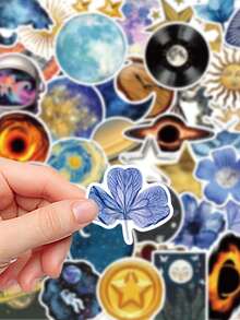 50pcs Cosmic Star Stickers Aesthetic Vibes For Journal, Phone Case, Tablet, Water Bottle, Desk, Helmet, Bike, Luggage, Waterproof Decals - Multicolor - View 6