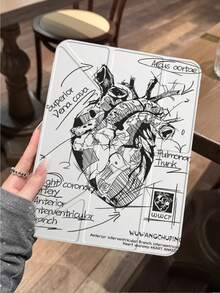 1pc Personalized Heart Sketch Pattern Tablet Protective Case, Suitable For 10th/11th/Pro 13 2025, Foldable Stand, Shock-Proof And Dust-Proof, Support Auto Wake/Sleep, Essential For Office/Study/Entertainment, Non-Magnetic - Multicolor - View 5