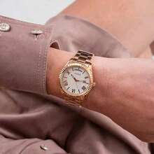 GUESS Women's Quartz Watch, Rose Pink Quartz Movement, Stainless Steel Strap, 50M Water Resistant, Suitable For Daily Wear, Parties, And Birthday Gifts - GW0308L3 - White + Brown Strap - View 3