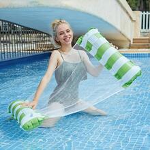 1/2pcs Striped Inflatable Lounger, Durable PVC Material, Double-Tube Hammock Float, Foldable Design, Suitable For Outdoor Beach And Pool Activities, Water Relaxation Lounger, Pool Inflatable, Beach Essentials, Pool Float - Multicolor - View 2