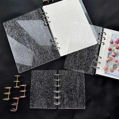 A5/A6/A7 Acrylic Bark Texture Transparent Loose Leaf Binder, Transparent Sticker Book, Stamp Pad, DIY Seal, Photo Storage Bag, Album, Budget Planner, Diary, Notebook, Office Supplies, Back To School Supplies