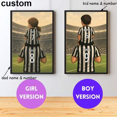 1 Stück personalisiertes Eltern-Kind-Poster, individuelle Familienfoto-Malerei, Geschenk für Vater/Sohn/Tochter/Junge/Mädchen/Ehemann, Weltmeisterschaft Dekoration, besonderes Foto-Geschenk, personalisierte Fußball-Fotocollage, Vatertags-Geschenke, individuelle denkwürdige Elternschaft Fußball-Foto-Hängemalerein, Wohnzimmer, Studentenwohnheim, Club Dekoration Hängemalerein, Wohndekoration, ohne Rahmen