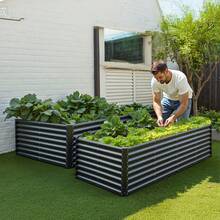 Metal Raised Garden Bed, 8 X 4 X 2 Ft Outdoor Galvanized Planter Garden Box, Open Bottom Design, Large Planter Raised Bed For Growing Vegetables, Flowers, Herbs, And Succulents, Dark Gray - 94,5 x 47,2 x 23,6 inch - Xem 1