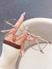 1副女士高品质学生圆脸平光镜片无度数电脑游戏手机防护眼镜 - 彩色 - 查看 6