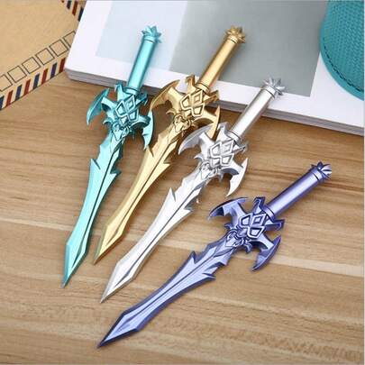 1pc Retro Sword-Shaped Neutral Pen, Anime Martial Arts Weapon Design Student Stationery, Random Color Back To School
