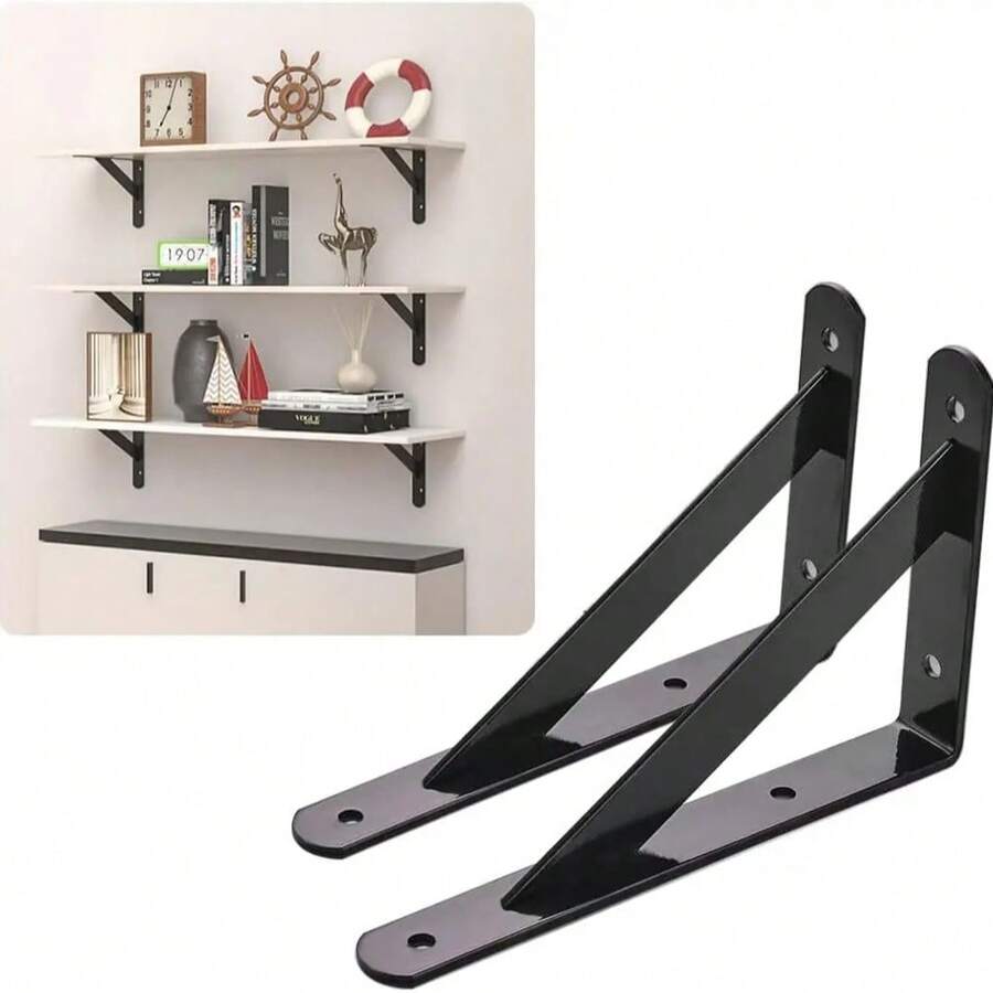 4pcs Heavy Duty 6" Shelf Brackets With Mounting Screws - Durable Wall L Brackets, 150x95mm - A - View 1