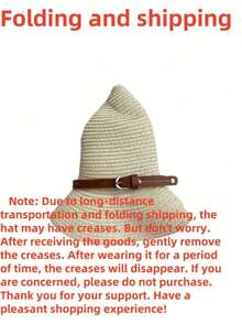 女士沙滩帽，遮阳草帽，西部牛仔草帽，夏季沙滩绳编遮阳帽，可折叠设计方便携带，波西米亚风格草帽 - 彩色 - 查看 2