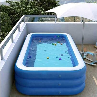 1 pieza Piscina inflable, cuadrada multicapa, ofrece múltiples tamaños, adecuada para natación en el jardín, fiestas de piscina de verano, reuniones familiares y juegos acuáticos. La bomba infladora se debe comprar por separado.