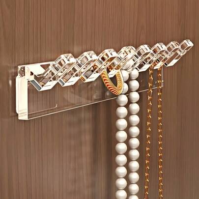 3/6/12 piezas Organizador de joyas de acrílico con 8 ganchos - Ganchos colgantes de plástico pulido duradero y multifuncional para collares, aretes, anillos y pulseras - Solución de almacenamiento para baño y dormitorio que ahorra espacio, soporte colgante para llaves, decoración minimalista, estructura resistente, esencial para espacios pequeños