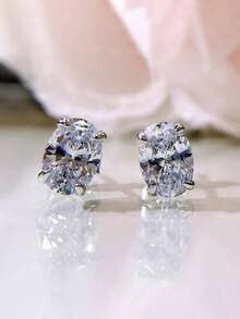 1 Pair Elegant Cubic Zirconia Stud Earrings, Suitable Women, Weddings, Engagements, Anniversaries, Parties, Valentine's Day And Other Occasions RAYW - Vàng - Xem 5