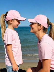 Mũ lưỡi trai buộc tóc đuôi ngựa cho bố mẹ và con cái - Có thể điều chỉnh, màu trơn, chống nắng, kiểu dáng thường ngày, thích hợp cho mùa xuân/hè, hoạt động ngoài trời hoặc đi biển. - 2 cái - Xem 2