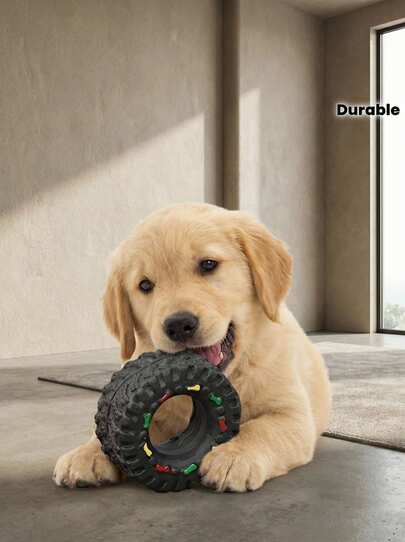 PETSIN 1pc Durable Puppy Teething Toy, Interactive Tire Chew Toy With Elastic Anti-Bite Design And Colorful Dots, Suitable For Teeth Training And Play Time, All Breeds And Sizes, Teething Toy, Interactive Dog Toy, Durable Dog Toy. Sound Dog Chewing And Tough Anti-Bite Design, Dental Training And Play Time, Teething Puppy Toy, Interesting Design, Sturdy Structure, No Battery