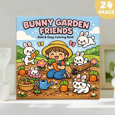 (Phiên bản cao cấp nâng cấp, giấy dày, 20.5 * 20.5cm) "Trang tô màu Thỏ: 24 chủ đề Vườn dành cho trẻ em đơn giản và dễ học", thích hợp cho các cặp đôi và gia đình, thích hợp cho các bữa tiệc, Ngày lễ tình nhân, sinh nhật và các ngày lễ khác. Đồ dùng học tập và vẽ tranh, sách, sách tô màu, đồ dùng học tập, trường học, Giáng sinh, Halloween, sinh nhật, quà tặng tựu trường, sách tô màu, đồ dùng mỹ thuật