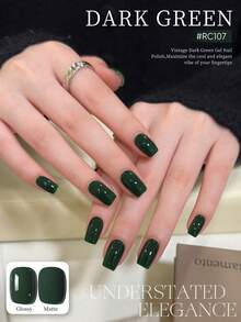 XEIJAYI 1支装 15ml 深绿色凝胶指甲油 - 持久光泽，高饱和度亮泽，坚固持久的美甲凝胶，适用于沙龙美甲DIY，女士礼物 - 墨綠色 - 查看 3
