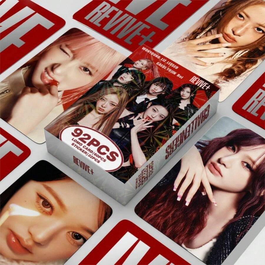 92张官方第二张专辑《REVIVE+》挑战者系列照片卡、贴纸、LOMO卡，适用于剪贴簿、手机壳、笔记本、收藏明星卡、个性化商品，将偶像风格融入您的日常生活 - 彩色 - 查看 1