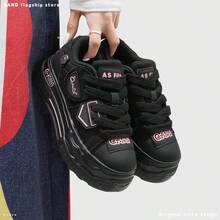 Q-AND 2026 New Arrival Thick Sole Canvas Shoes, Black Elevated Versatile Niche Chunky Ugly Sneakers - Black - View 2