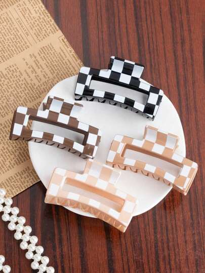 4pcs/Thick Hair Clip, Suitable For Thick Long Hair, Matte Texture Anti-Slip Rectangular Hair Clip, Suitable For Ladies, Neutral Color, Pl Pattern Ladies Hair Accessories, Suitable For Summer Spring Season Pretend To Tie Ladies