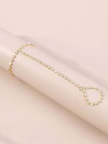 1件女士优雅水晶手链，奢华精致简约珠宝礼品 - 金色 - 查看 4