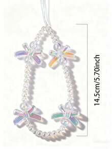 1 pieza Cordón para teléfono con mariposa iridiscente de cuentas, cadena de muñeca transparente y femenina, dije para bolso - Multicolor - Ver 8