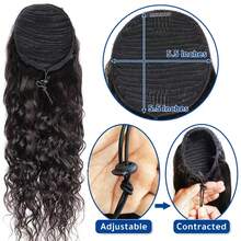 16 Inch Drawstring Ponytail Extension Curly Long Hair Ponytail, Natural Black Pony Tails Hair Extensions With Secure Fit For Easy Daily Wear - Natural Black - View 4
