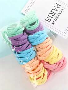 200/100/50/20pcs Set Women Simple Solid Color Hair Ties, High Elastic Hair Bands For Daily Wear Ponytail Holders Hair Rubber Bands Scrunchies Hair Rope Elastic Hair Tie - Multicolor - View 5