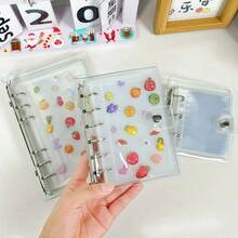 1个极简透明A5/A6计划本封面，6孔可替换内芯活页夹，PVC材质活页笔记本外壳，带按扣，适用于学校、会议、旅行和办公，情人节礼物，返校季礼物 - 彩色 - 查看 5