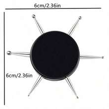 1个6孔不锈钢圆形美甲点钻笔架托盘，花卉图案 - 彩色 - 查看 6