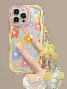 奶油质感透明花卉叶子粉色黄色蓝色花朵装饰防震卡通手机壳，兼容 14、14 Pro、14 Pro Max、13、13 Pro、13 Pro Max、11、11 Pro Max、12、12 Pro、12 Pro Max、XR、XS、15、15 Pro、15 Pro Max、16、16 Pro、16 Pro Max、17、17 Pro、17 Air、17 Pro Max，以及Galaxy S24、A04、A12、A13、A14、A23、A24、A32、A33、A51、A52、A53、A54、A72、S20 FE、9、9A - 彩色 - 查看 4