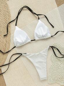 Bộ đồ bơi nữ họa tiết kẻ sọc gợi cảm mới, thích hợp cho bãi biển và kỳ nghỉ, mùa xuân/hè. - Nhiều màu - Xem 3