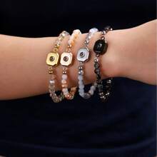 1 pieza Pulsera de proyección de foto cuadrada pequeña personalizada de acero inoxidable - Multicolor - Ver 4