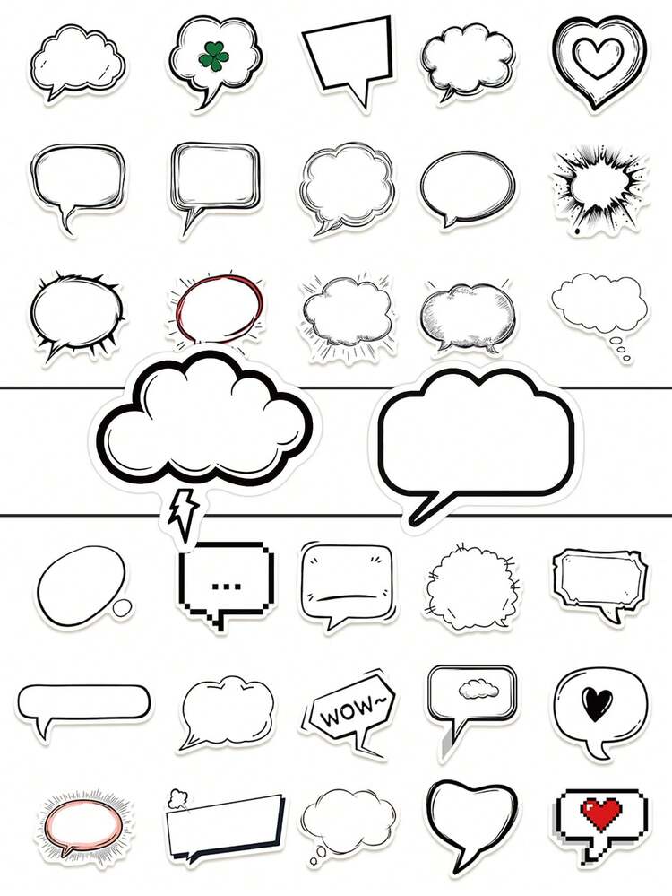 50pcs Black&White Bubble Aibum Stickers Aesthetic Vibes For Journal, Phone Case, Tablet, Water Bottle, Desk, Helmet, Bike, Luggage, Waterproof Decals - Multicolor - View 1