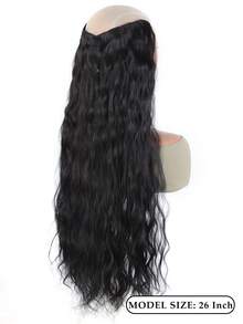 Extensiones de cabello sintético de fibra resistente al calor, estilo ondulado, de 26 pulgadas de largo, con degradado en forma de V en color negro, adecuadas para mujeres y niñas para fiestas y uso diario. Incluye pasadores, accesorios y pinzas - Multicolor - Ver 4