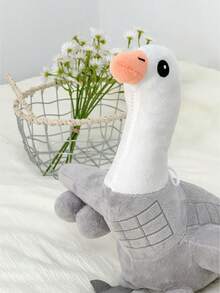1pc 30cm/11.81in Plush Goose Doll, Cute Cartoon Expression Doll, Soft & Fun Pillow, Suitable For Kids & Adults, Ideal Gift For Christmas, Halloween, Birthday, Children's Day, Anniversary - Light Grey - View 3