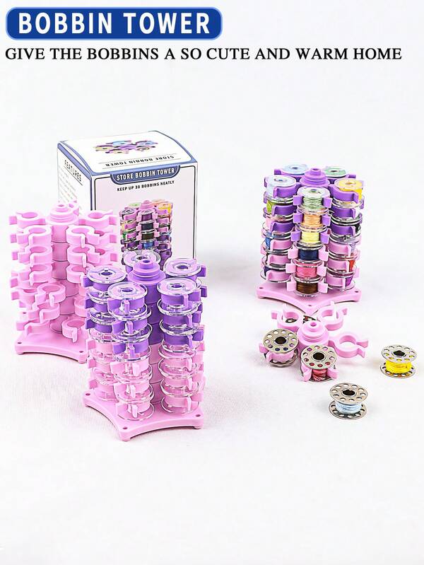 1pc Pagoda-Shaped Bobbin Storage Box Or Set Includes Bobbin Tower And Bobbins, Very Creative And Practical, Can Store Regular Plastic Or Metal Bobbins, Multi-Functional Sewing Machine Bobbin Winder Tower, Bobbin Storage Tool, Sewing Accessories