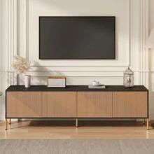 Modern TV-Schrank, TV-Ständer, TV-Paneel, New TV-Ständer. Einzigartiges Im Farbblock-Design, 179 X 35 X 53.5 Cm (L X B X H) - Black,Natural - 查看 1