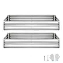 2 Pack Galvanized Raised Garden Beds, 6 X 3 X 1 Ft, Rectangular Metal Planter Boxes Kit Outdoor, Bottomless Elevated Planting Box With Gloves, Alu-Zinc, For Growing Flowers Vegetables, Silver - 6*3*1ft Silver 2-Piece Set - 查看 9