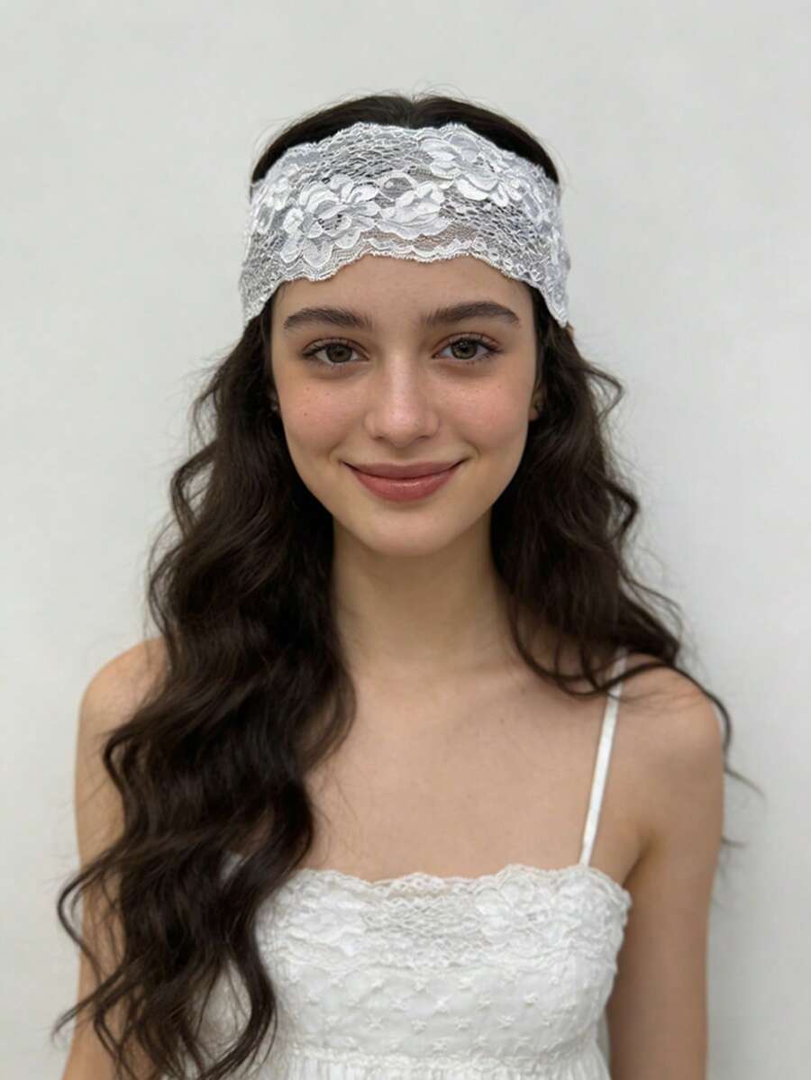 1条优雅蕾丝发带，女士发饰，适合节日、派对和日常佩戴，时尚发带 - 彩色 - 查看 1