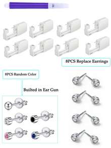 5PCS-17PCS Ear Piercing Kit Disposable Self Piercing Gun With 3mm Silver Earring Studs Home Use Ear Piercing Tool - Multicolor - View 9