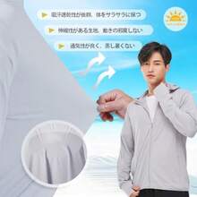 [Rovidorx] ラッシュガード メンズ 長袖 水着 大きいサイズ uvカット パーカー 冷感 オーバーウェア フード付き 日焼け対策 夏服 水陸両用 速乾 - 写真の通り - チェックする 7