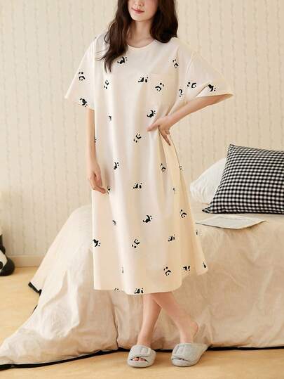 Gongdie 1 Set 2026 Spring/Summer New Cute Nightgown, Soft & Skin-Friendly Sleepwear For Women