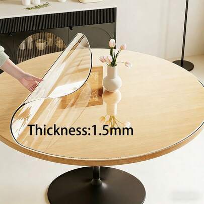 1.5mm Transparent Soft Glass PVC Round Tablecloth, Dining Table Mat, Waterproof Mat, Heat-Resistant Tea Table Surface Protective Pad