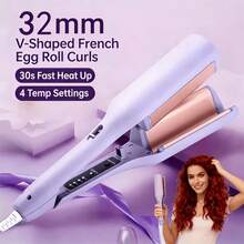 Curling Iron Anti-Scalding Negative Ion Curling Iron, French Deep V Egg Roll, Fast Heating And Long-Lasting Shaping, Great Gift For Girlfriend And Mom, Suitable For  Valentine's Day Gifts - 美規A型插(110-127V) - 查看 12